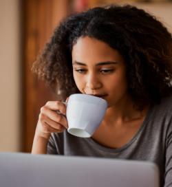 woman drinking coffee